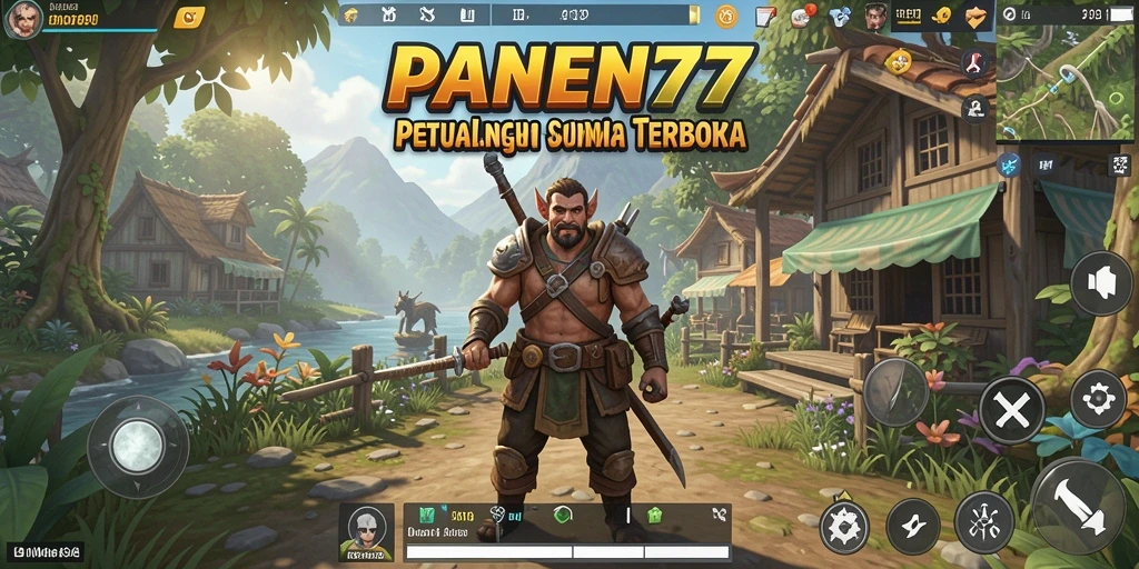 Screenshot gameplay PANEN77 dengan pemandangan dunia terbuka yang menakjubkan.